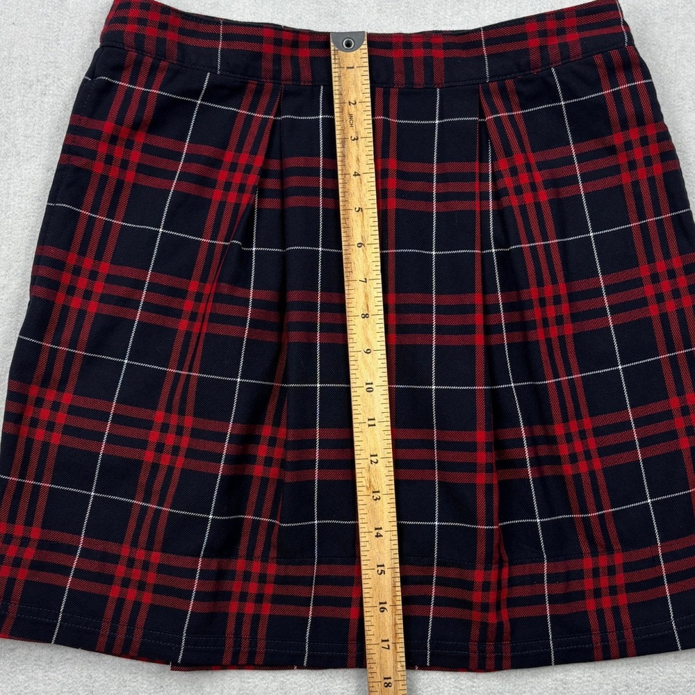 Lands End Red Navy Blue Plaid Pleated Skort Womens Size 4 Tartan School Uniform - Picture 6 of 7